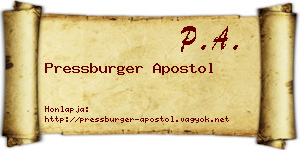 Pressburger Apostol névjegykártya